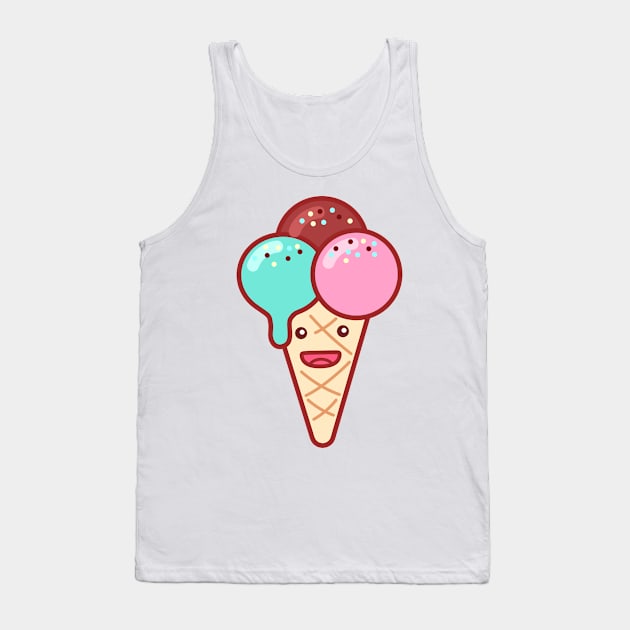 Triple Scoop Ice Cream Emoji Tank Top by lightsonfire